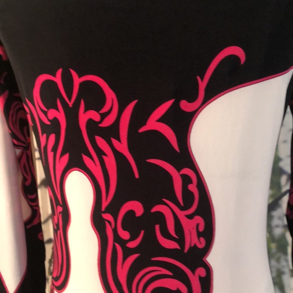 MT Collection XXL Asymmetric bl/wh hot pink Dress - Picture 4 of 8